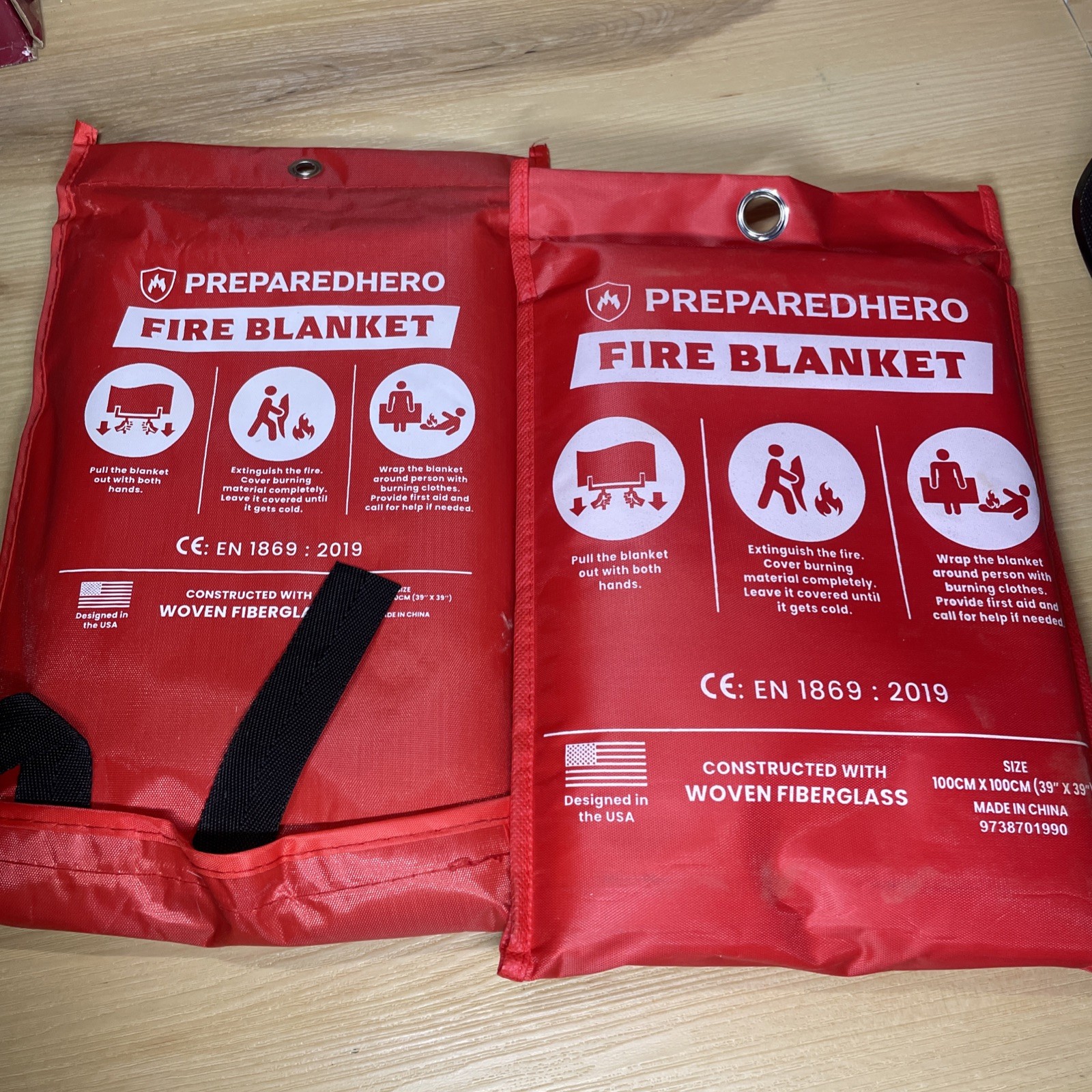 2 Pack New Prepared Hero Fire Blanket 39″×39″ Fiberglass Home Emergency Safety