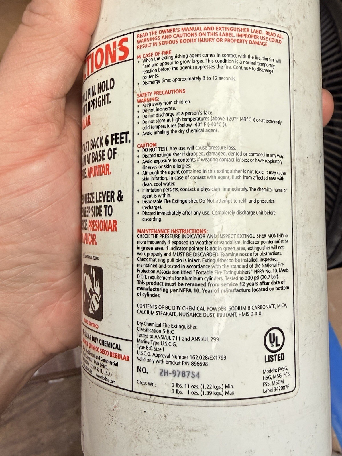 Kidde 21029372 Automatic / Marine UL Listed Fire Extinguisher – White