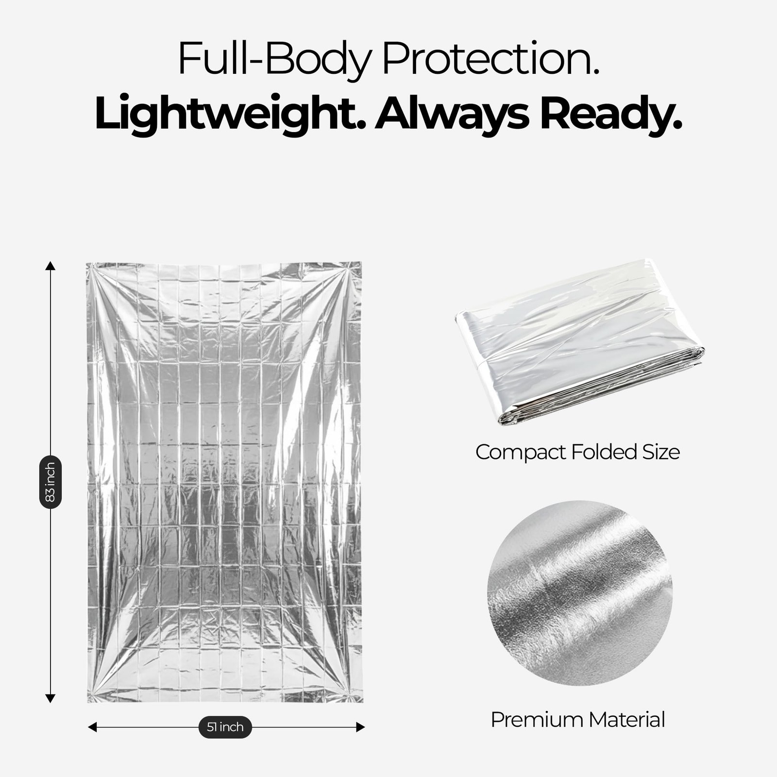 Emergency Mylar Thermal Space Blanket for Survival – Waterproof Safety Shelte…