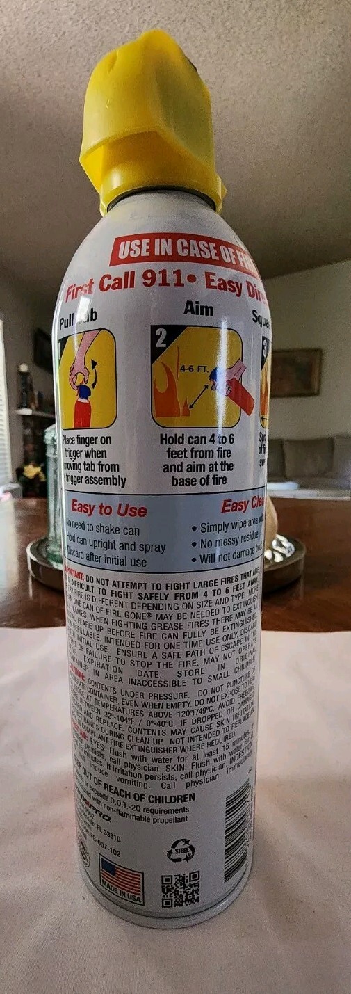Fire Suppressant Fire Stopper gone, Fire Fighter, Fast Use In Case Of Fire 16oz