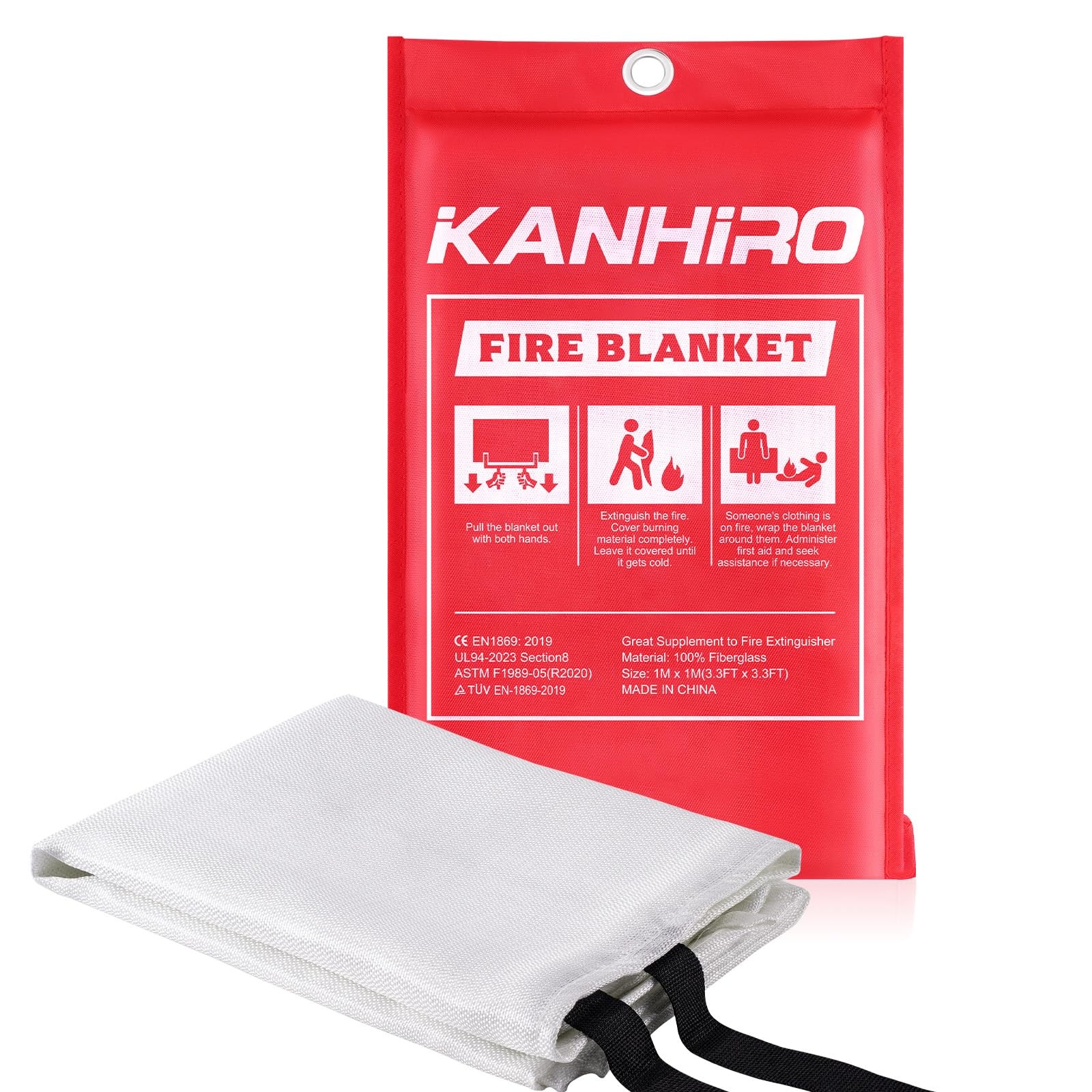 Emergency Fire Blanket Fiberglass Fire Suppression for Kitchen Home 39 x 39
