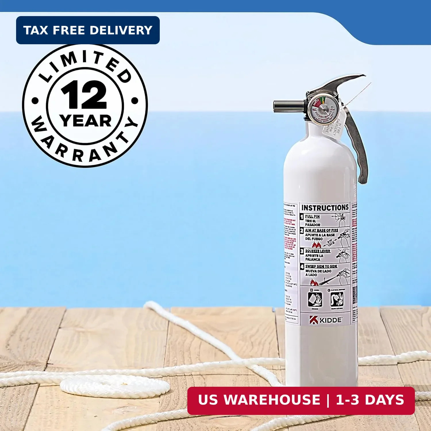 Kidde Fire Extinguisher for Boats, Single-Use 10BC