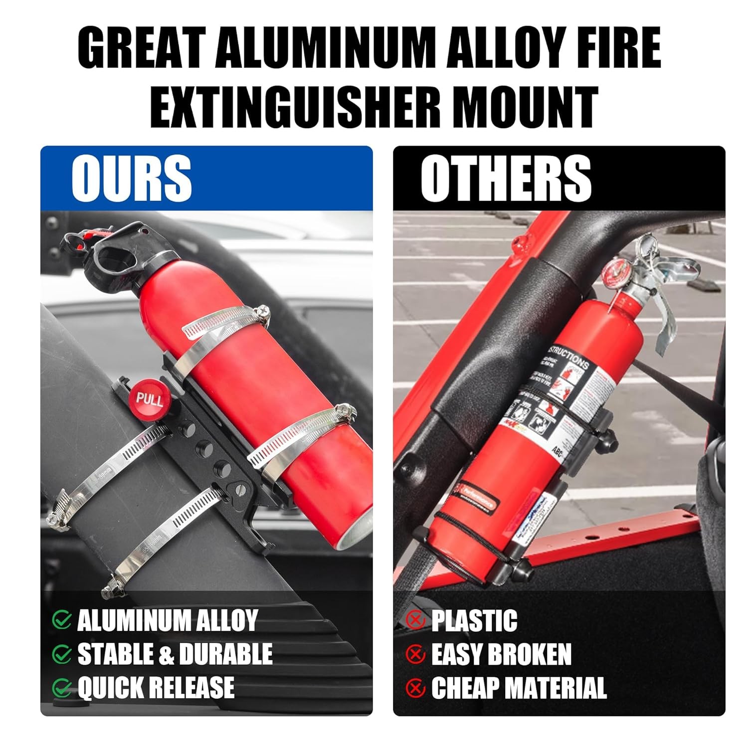 Aluminum Fire Extinguisher Mount Bracket Kit Adjustable Quick Release Roll Bar F
