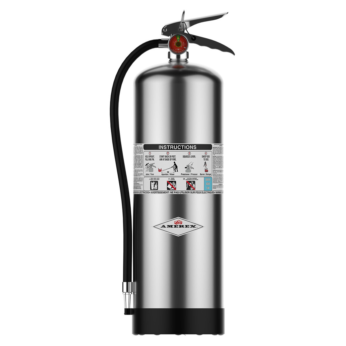 AMEREX 240 2.5 Gal. Water Fire Extinguisher SS Class 2-A 00100 w/ Wall Bracket