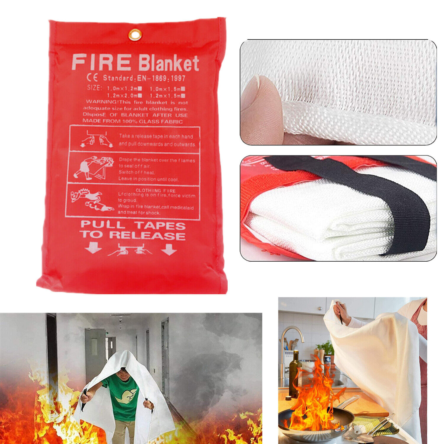 14Pc Wholesale Lot Prepared Emergency Fire Blanket 39”x39” Fiberglass Blanket