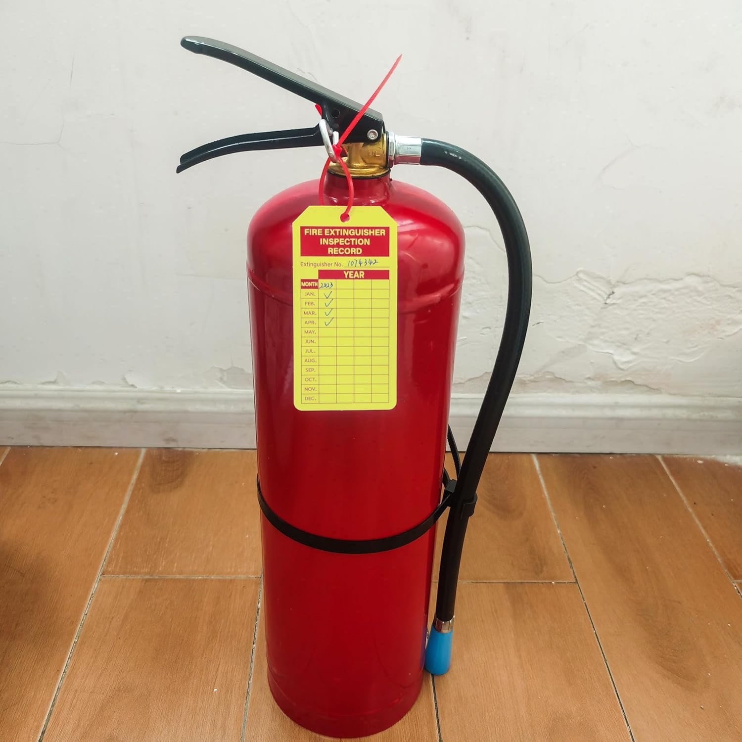🧯25-4″x 2″YELLOW Fire Extinguisher Inspection Tags H.D.-Double Sided W/ZIP-TIES