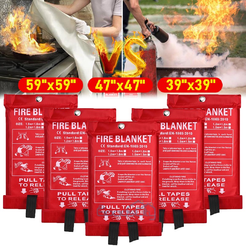 2-10PCS FIRE BLANKET Fiberglass Home Emergency Home Retardant Prepared 59”x59”
