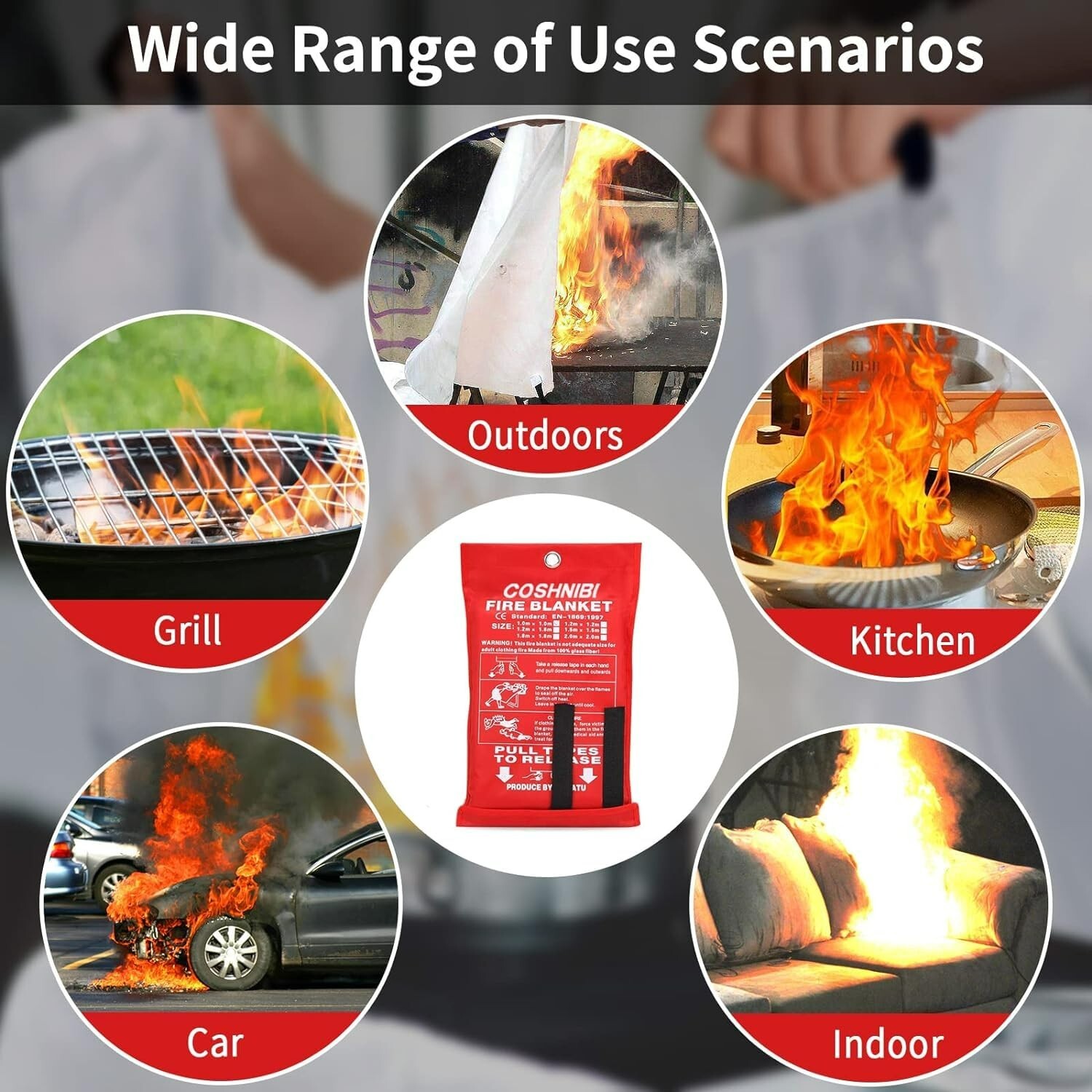High Heat Resistant Emergency Fire Blanket for Home & Kitchen