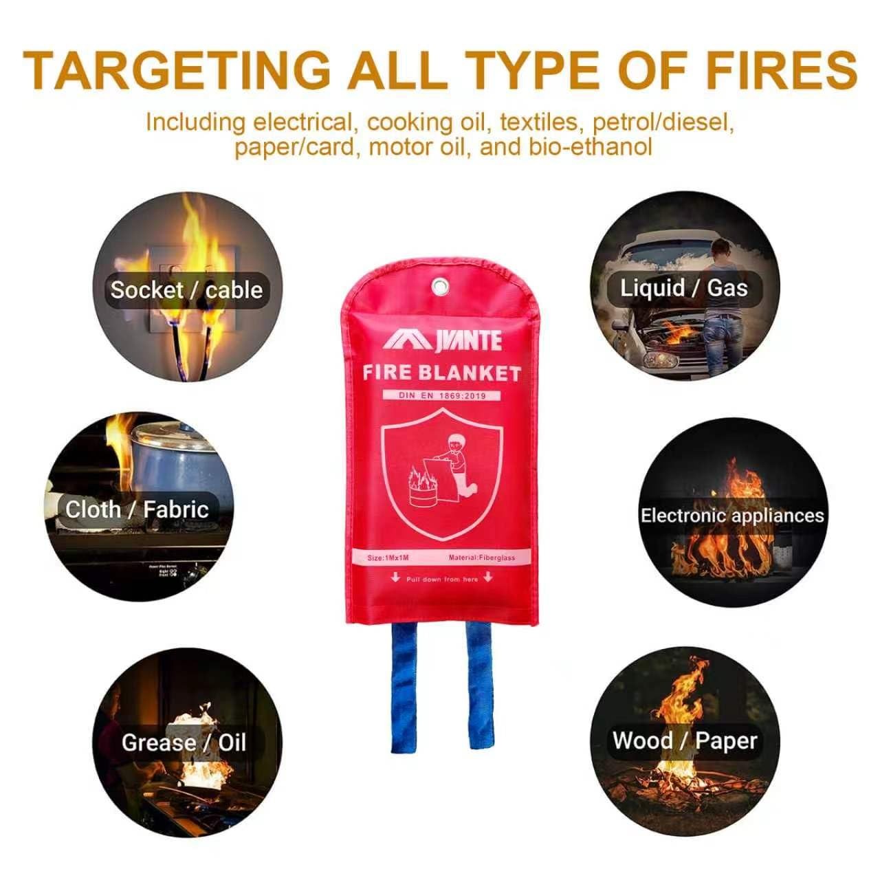 Jvante Emergency Fire Blanket-4 Pack for Home and Kitchen – 40″x40″ Fiberglas…