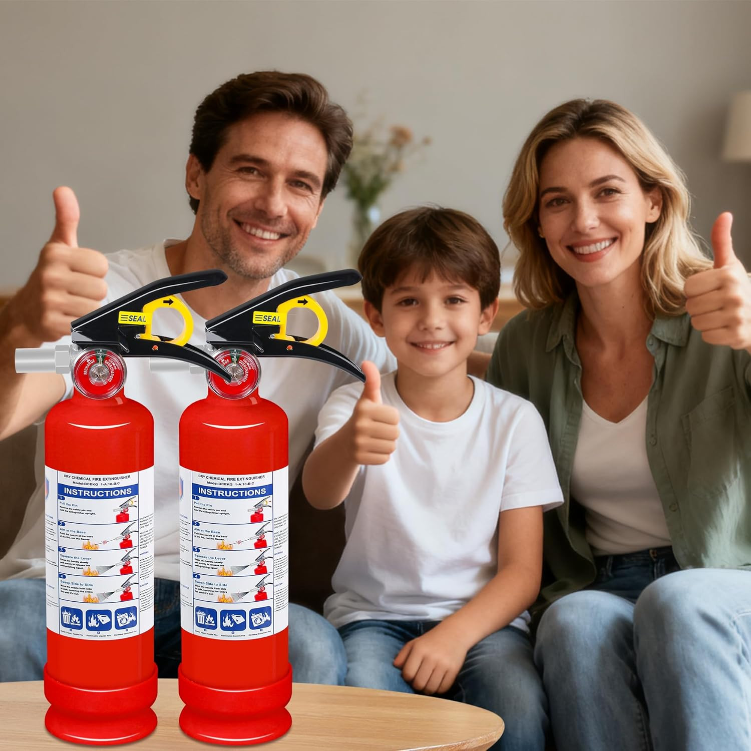 4-Pack ABC Dry Chemical Fire Extinguisher, 2.5 Lb 1A:10B:C Fire Extinguisher for