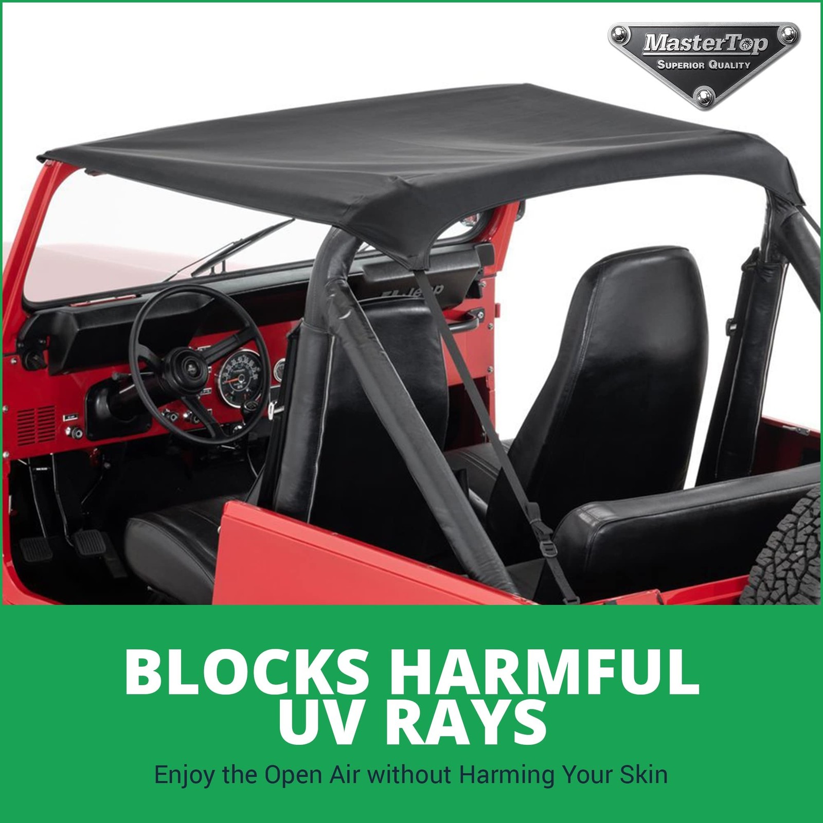 MasterTop Strap Style Bimini Top – Fits Jeep Wrangler YJ & CJ-7 1978-1991 – L…
