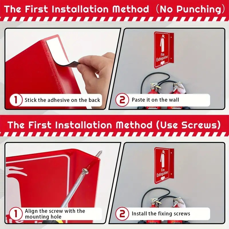 🎯(SET OF 2) 6″x6″ RIGID PLASTIC 90* ANGLE FIRE EXTINGUISHER ARROW SIGNS NEW