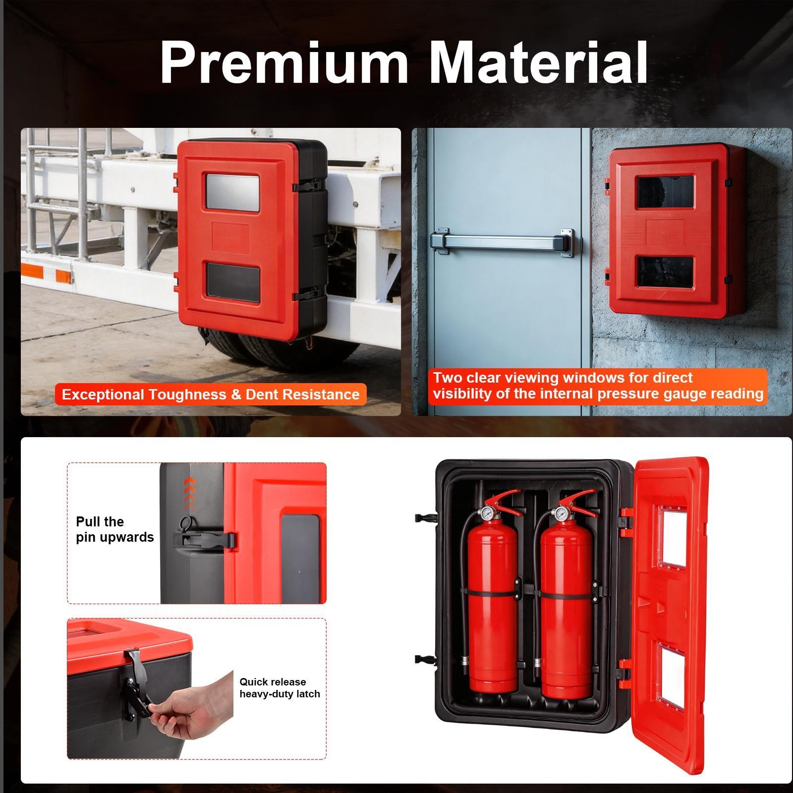13lb+13lb Red Fire Extinguisher Cabiner Indoor/Outdoor W/Latches