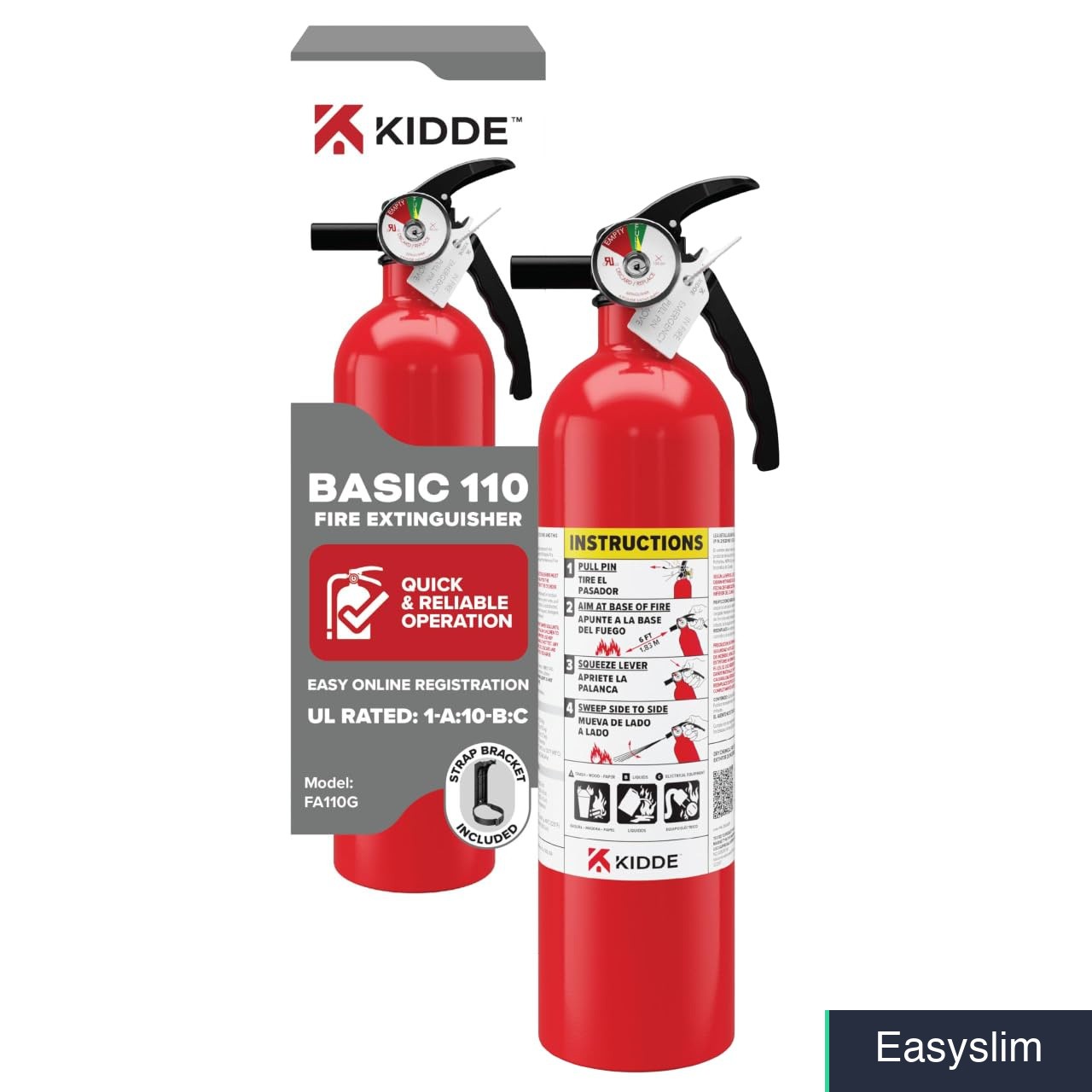 Fire Extinguisher Home 2.5 Pound 1-A:10-B:C Aluminum Red UL Listed Safety