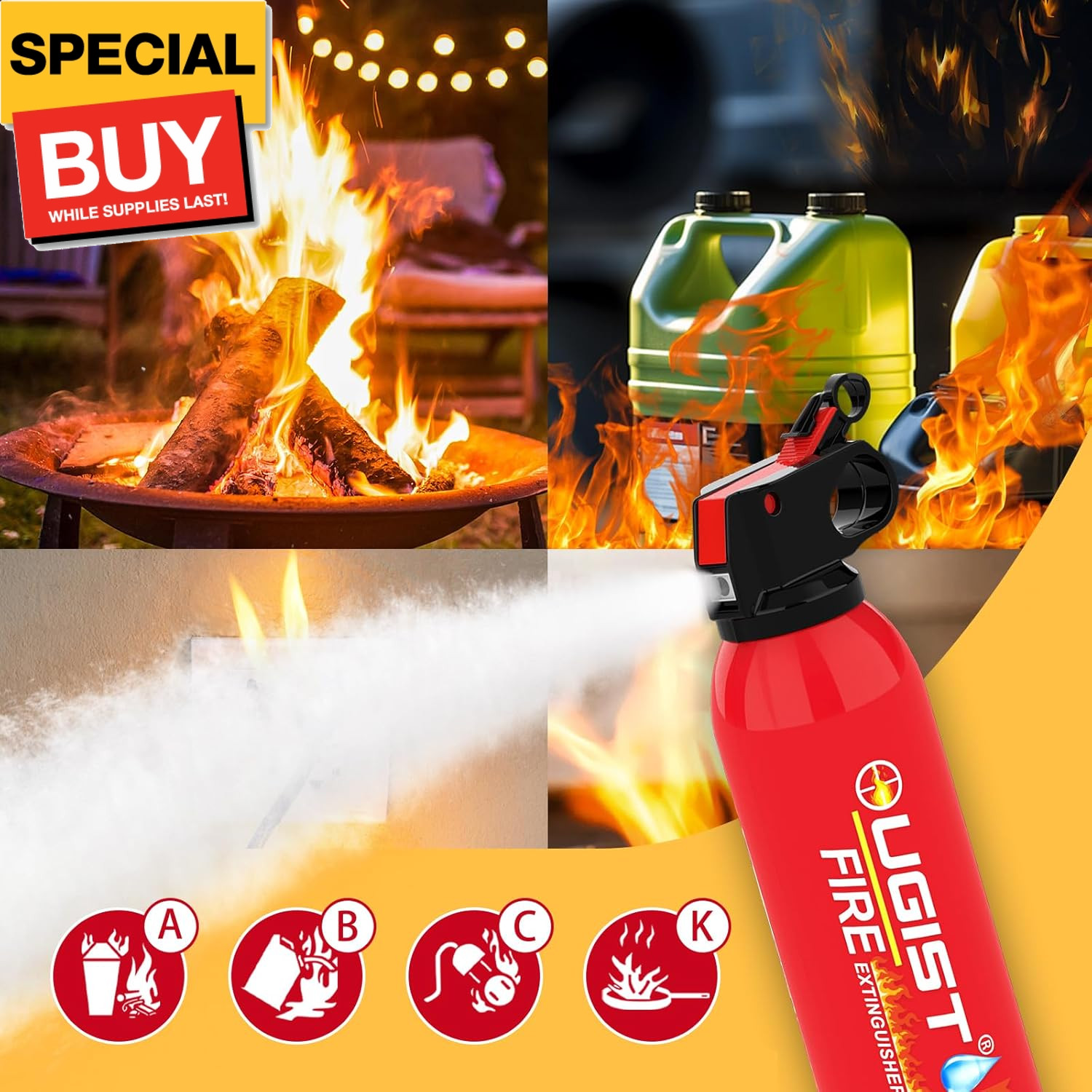 Small Portable Fire Extinguisher for Home and Kitchen, 21oz Each, 1-Pack, Water-