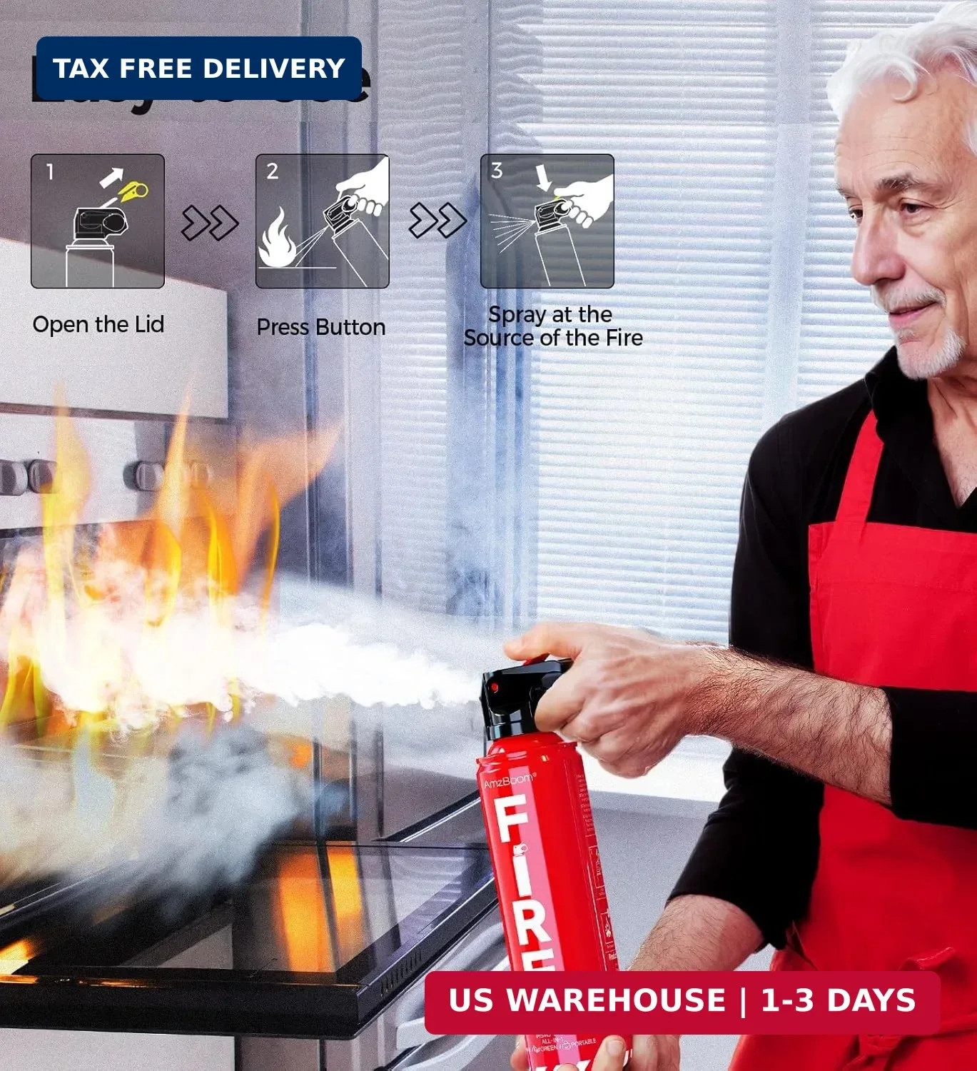 Fire Extinguisher for Home 1Pack, Kitchen, Car, and Grill,Compact Water-Based A,