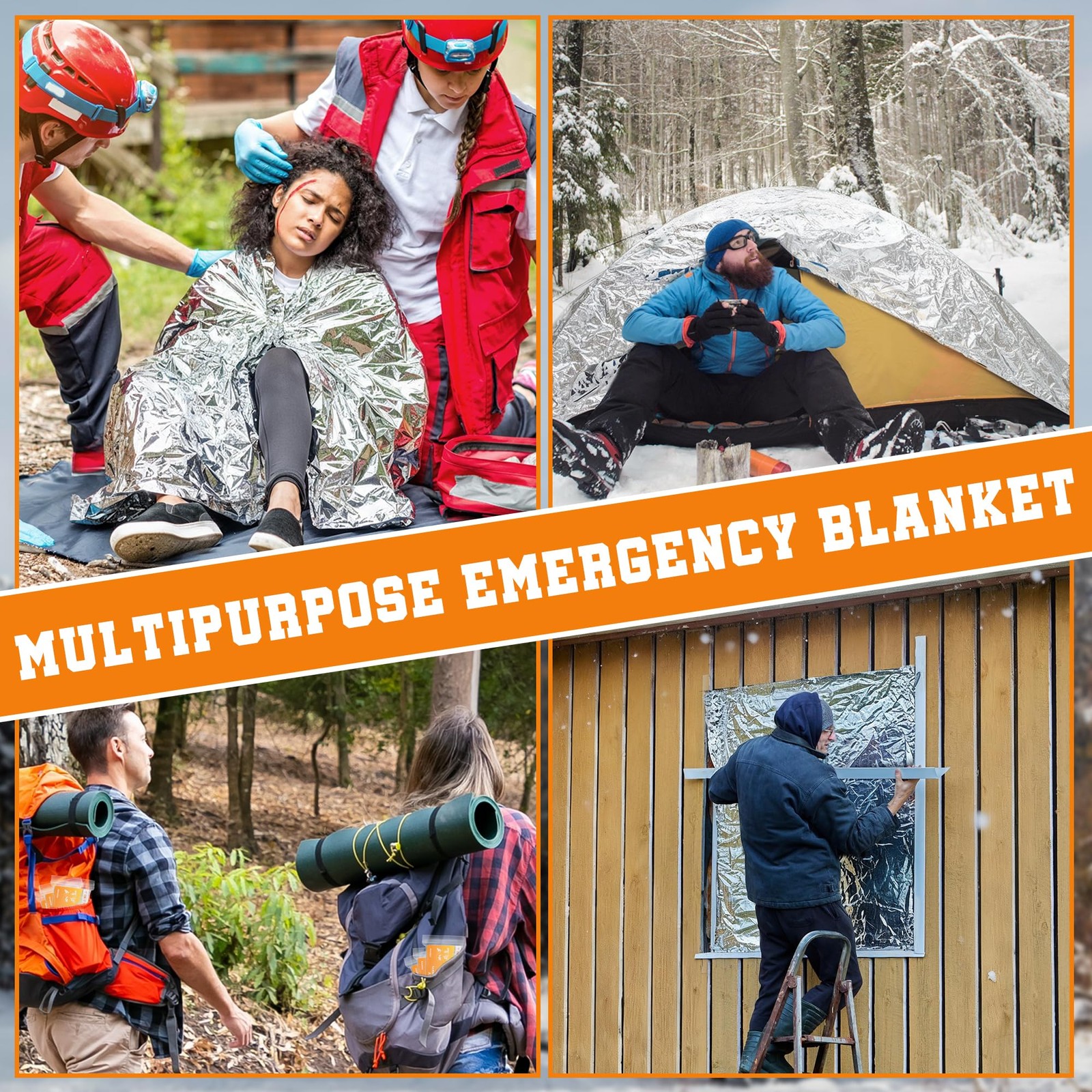 24 Pack Blankets – Mylar Thermal Space Blankets for Survival and Protection -…