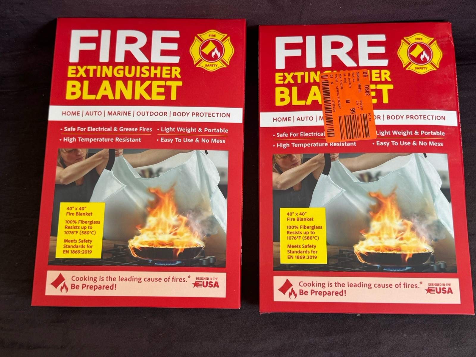 2-pack Klear Concepts 40″ X 40″ Fire Extinguisher Blanket Fire Suppression