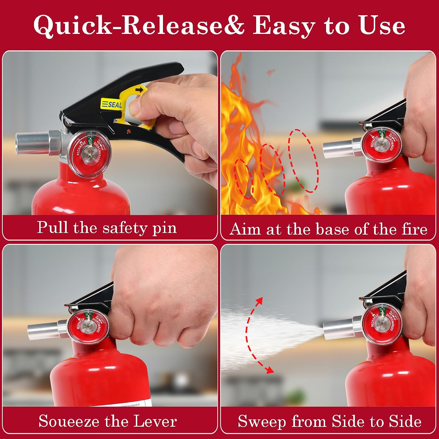 6-Pack Fire Extinguisher for Home, 2.5 Lb 1-A:10-B:C Rated Dry Chemical Fire Saf