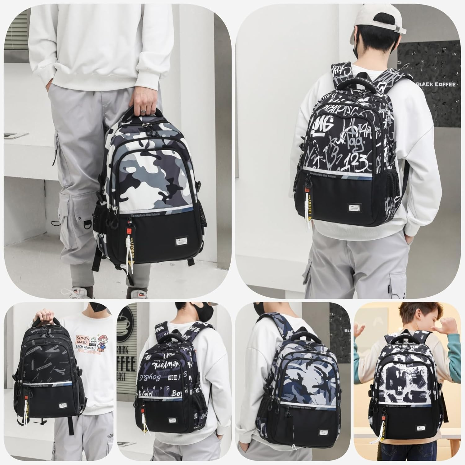 Kids School Backpack for Boys Casual Bookbags Elementary Middle School Bag Teens