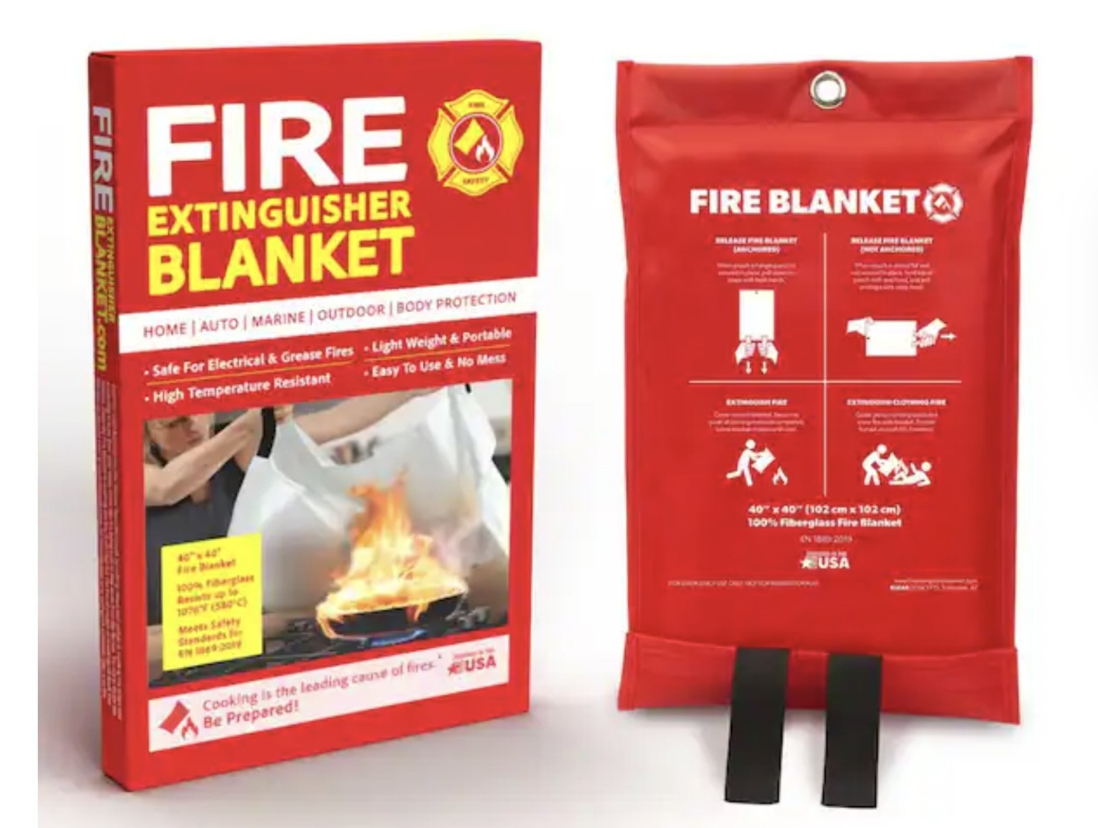 40 in. x 40 in. Fire Extinguisher Blanket with Storage Bag by Premium Defense
