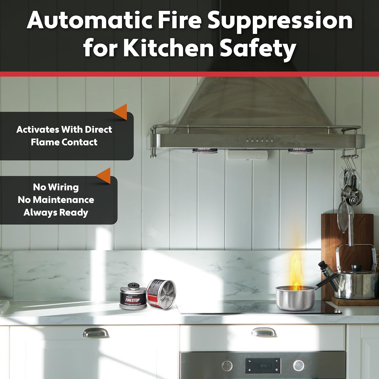 Rangehood® Automatic Fire Suppressor for Kitchen Safety – Easy Install (1 Pair)