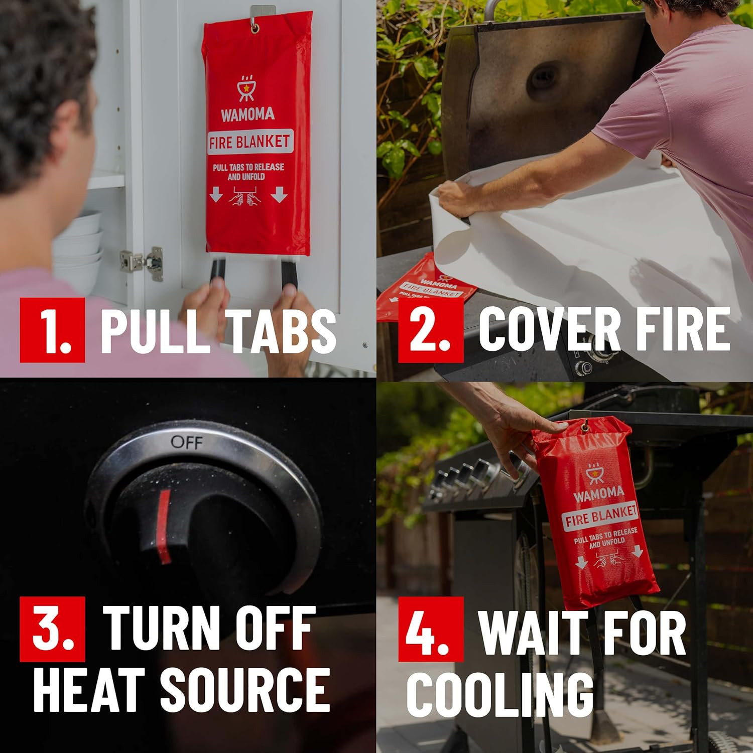 Fire Suppression Blanket with Hooks – Waterproof, Oil-Resistant, Fiberglass Fire