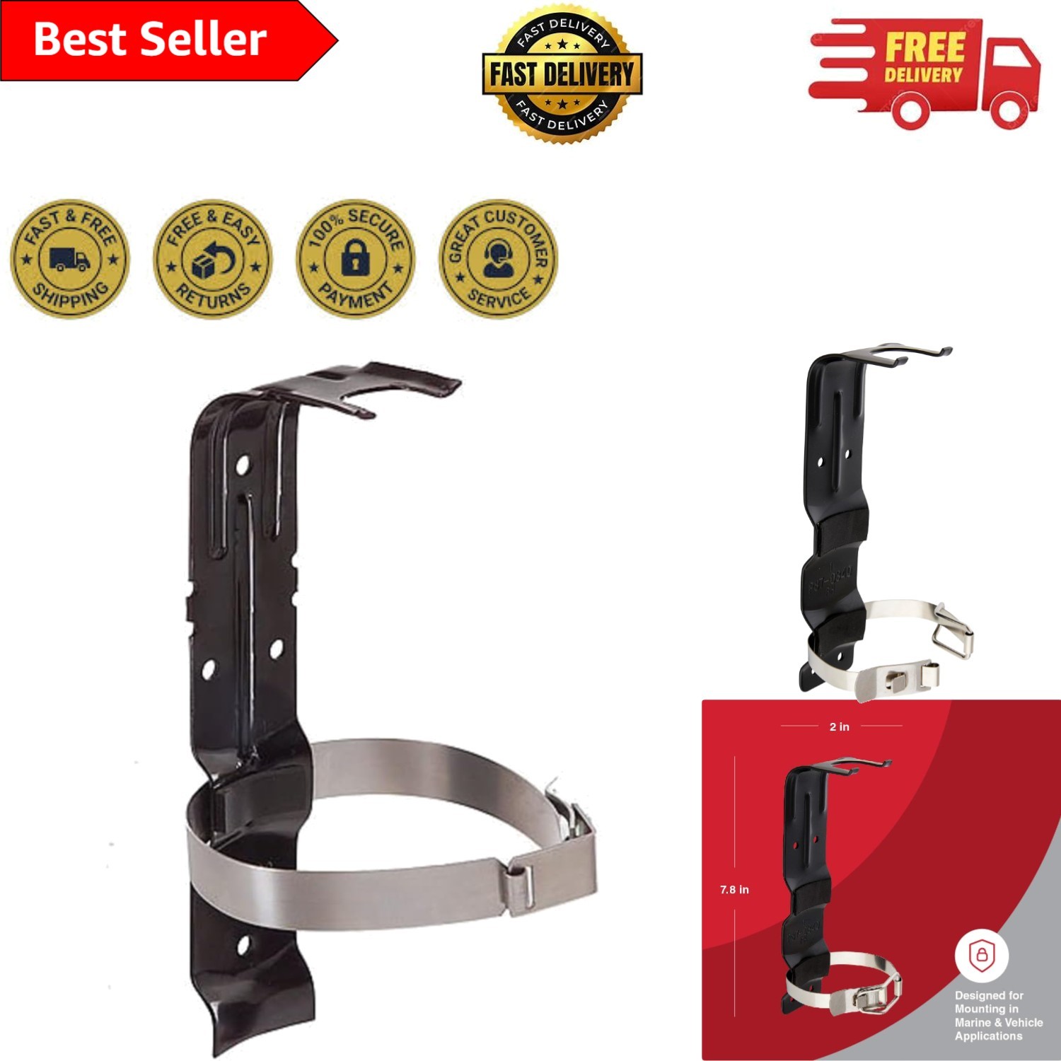 Alloy Steel Fire Extinguisher Bracket for Vehicles and Homes – Easy Installation