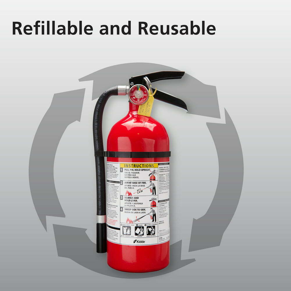 “stay protected with pro 210 fire extinguisher – compact 4lb size