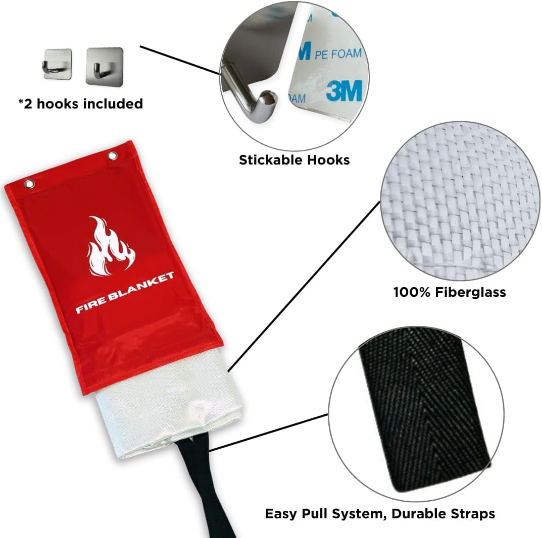 1X Fire Blanket for Home Safety Emergency for Kitchen Fiberglass Fire Blankets F
