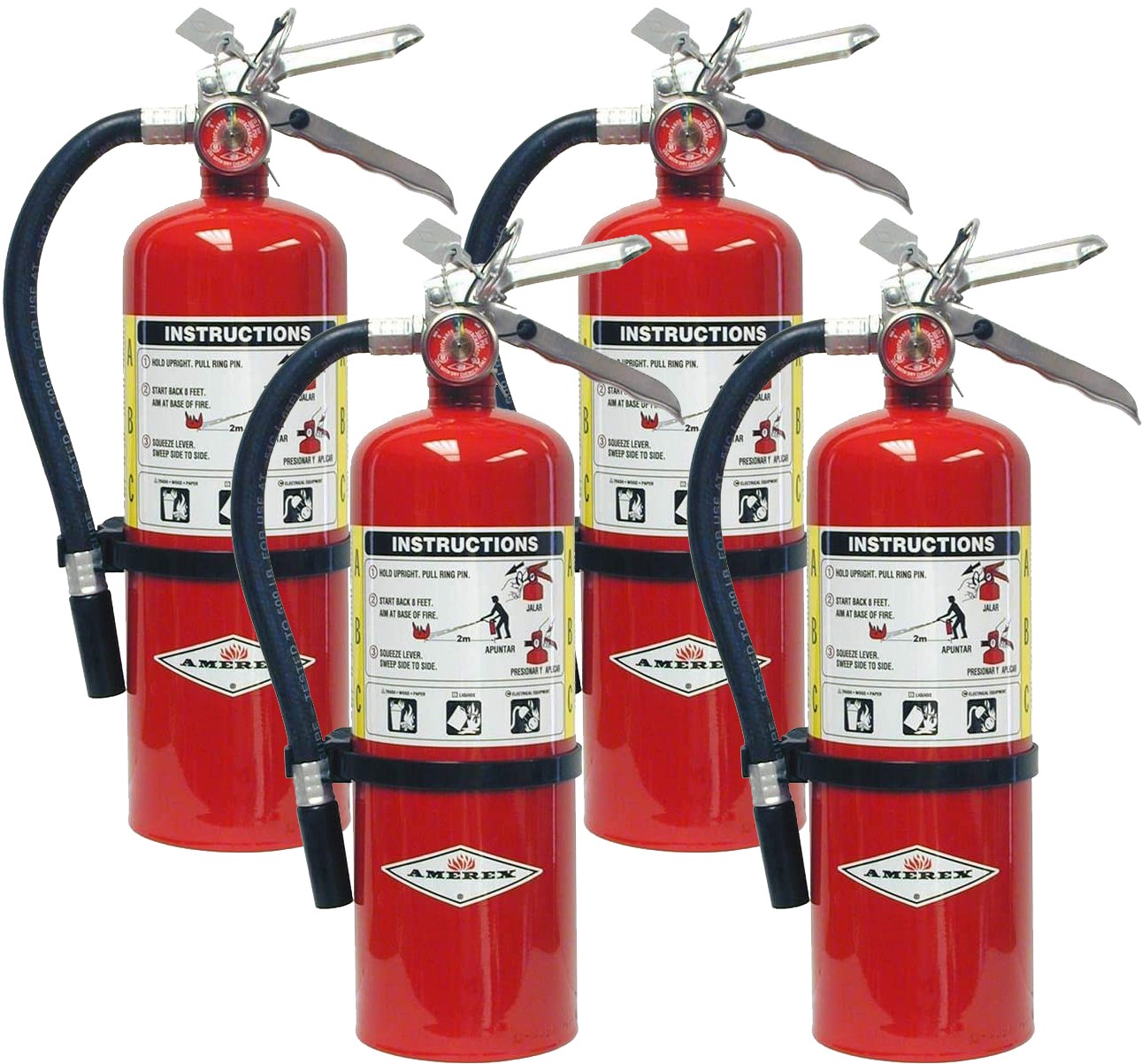 Amerex B402 5 lbs ABC Dry Chemical Fire Extinguisher with Wall Bracket – 4 Pack