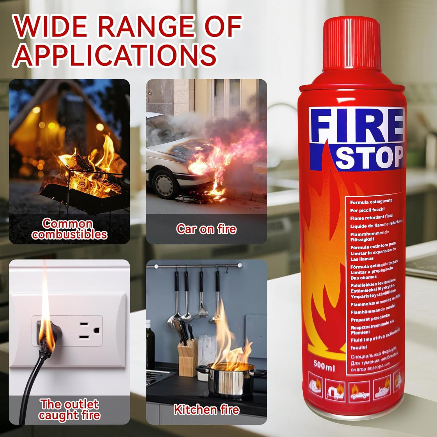 Portable Fire Extinguisher with Mount Brackets – Multi-Purpose Protection (4-Pac
