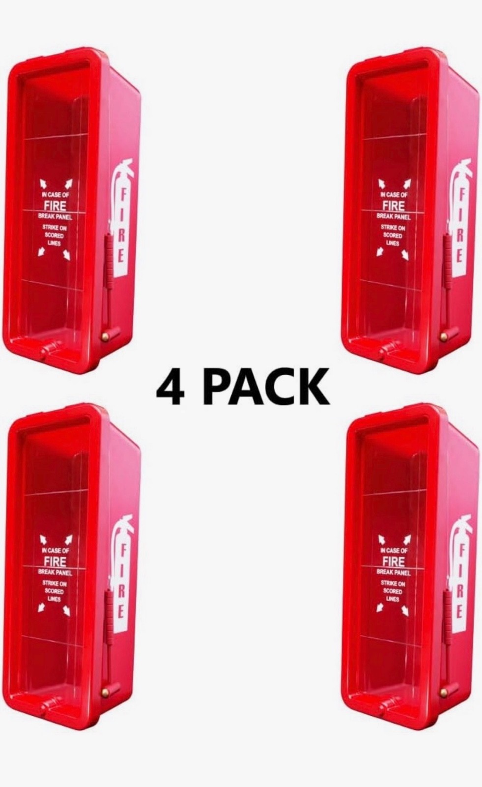 ✅🔥🧯(4-PACK) NEW 10lb FIRE EXTINGUISHER CABINET WITH PLEXI GLASS, LOCK & HAMMER
