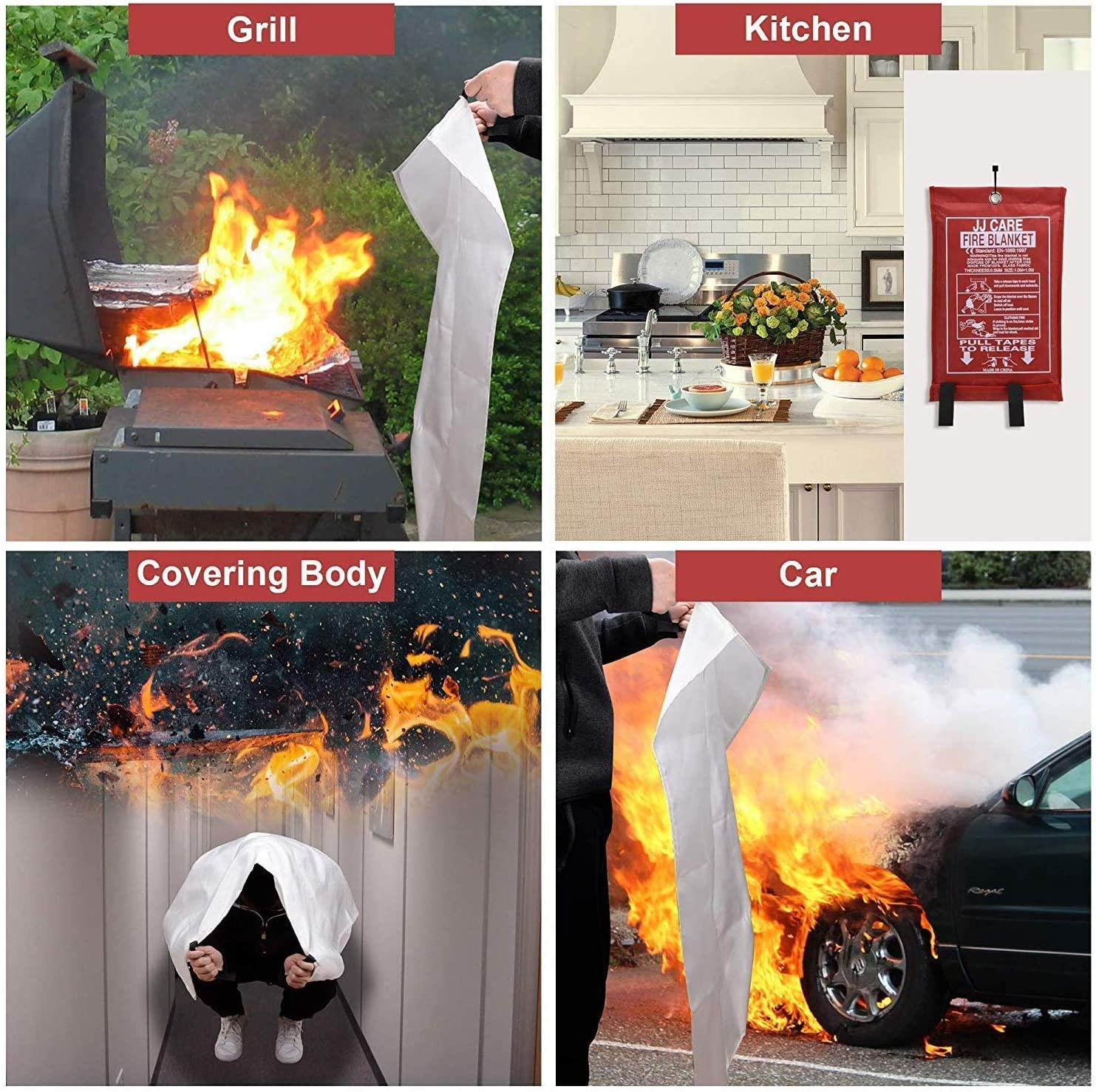 Fire Blanket Emergency Fire Suppression Blanket For Home And Kitchen Prepared X3