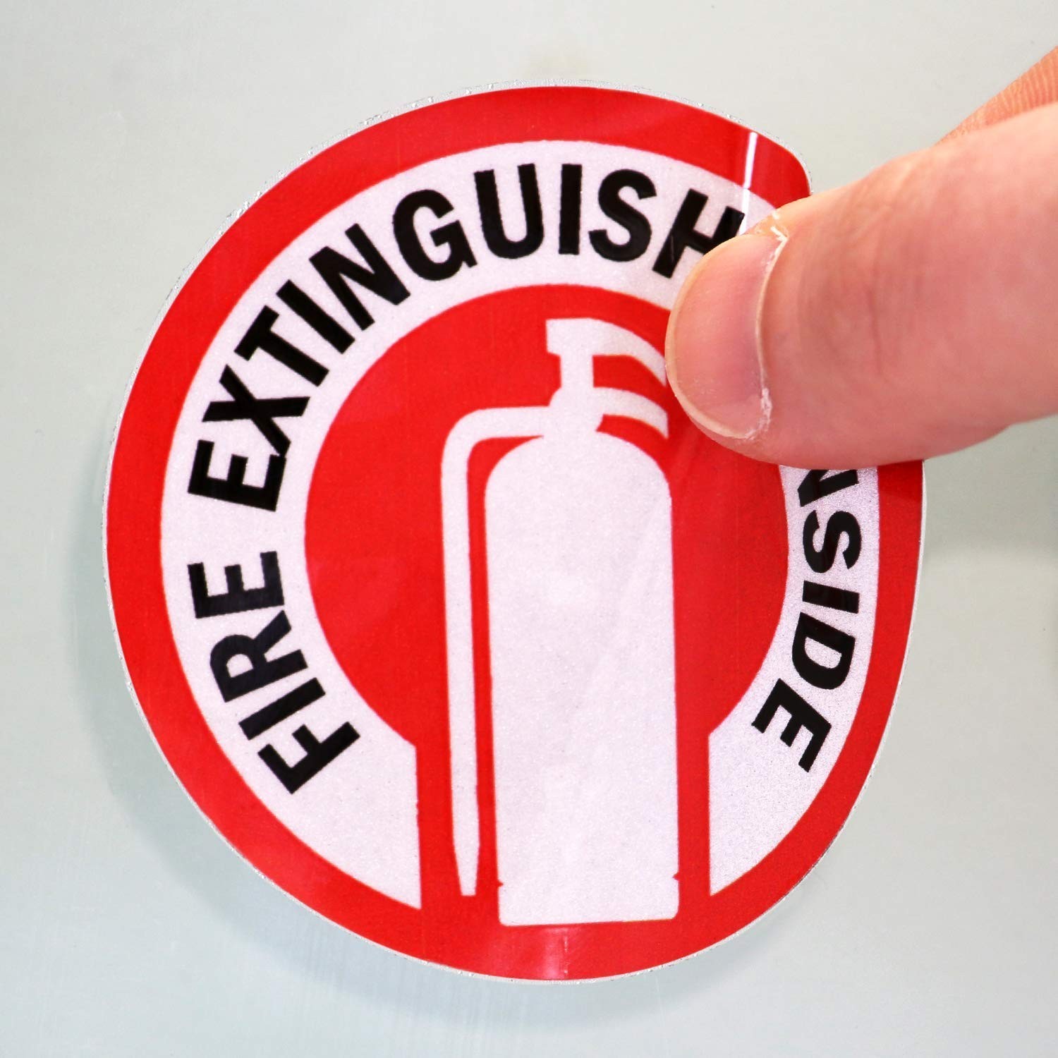 6 Engineer Grade Fire Extinguisher Stickers | Reflective 2.75″ Labels