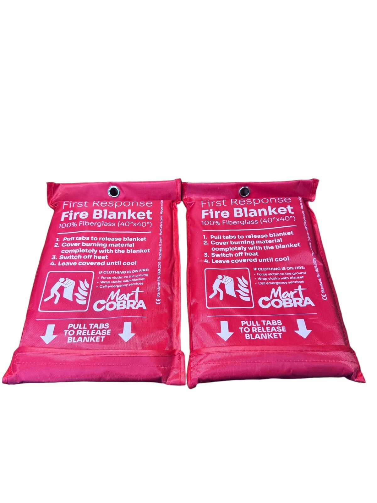 First Response Fire Blanket. Fire Protection. 100% Fiberglass. 40″x40″ 2pk.