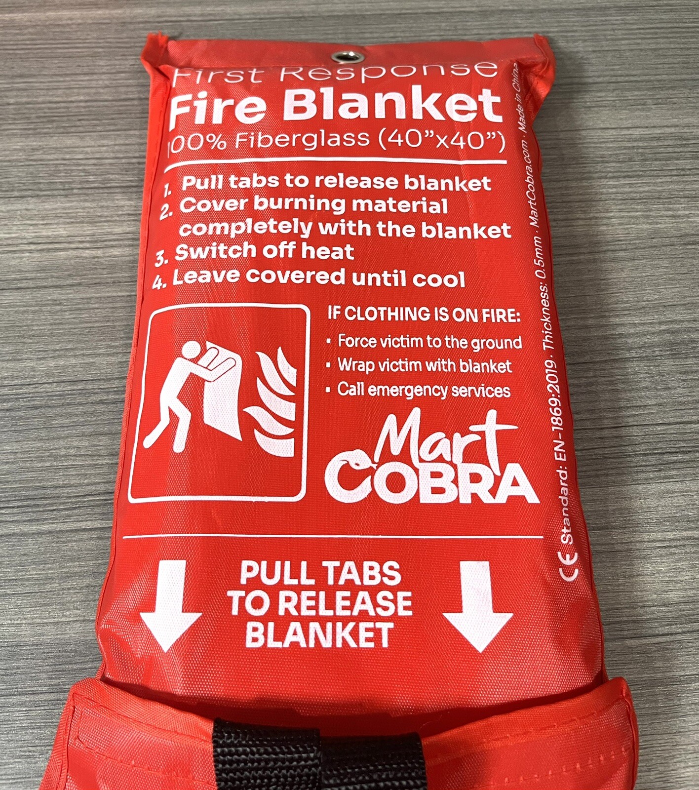 Mart Cobra Emergency Fire Blanket 40×40 Set of 2 Fire Suppression Blanket