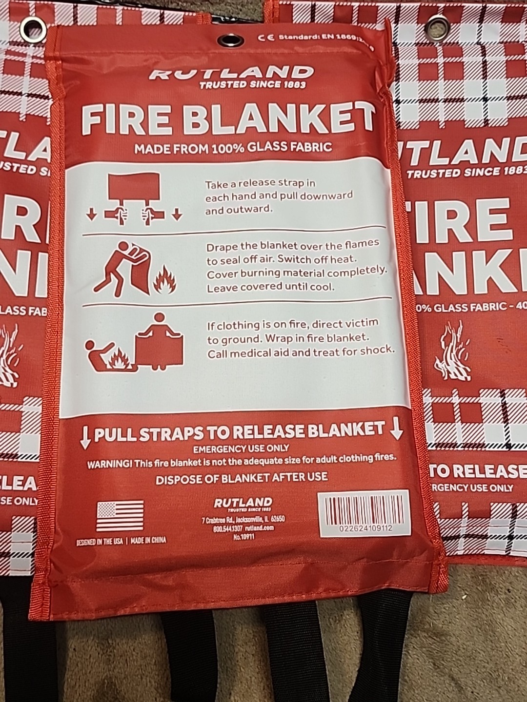 4 Pack: Rutland Fire Blanket for Home and Kitchen Emergency – 40″ x 40″ Blanket