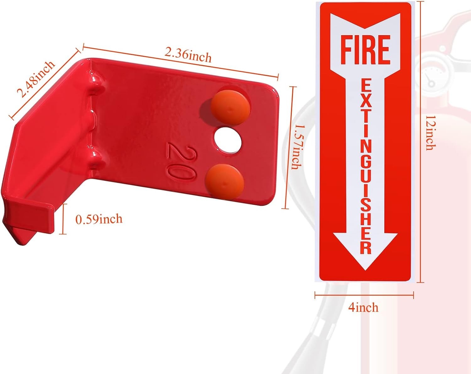 2 Pack Fire Extinguisher Holder and 4 Pieces Fire Extinguisher Sign Sticker, …