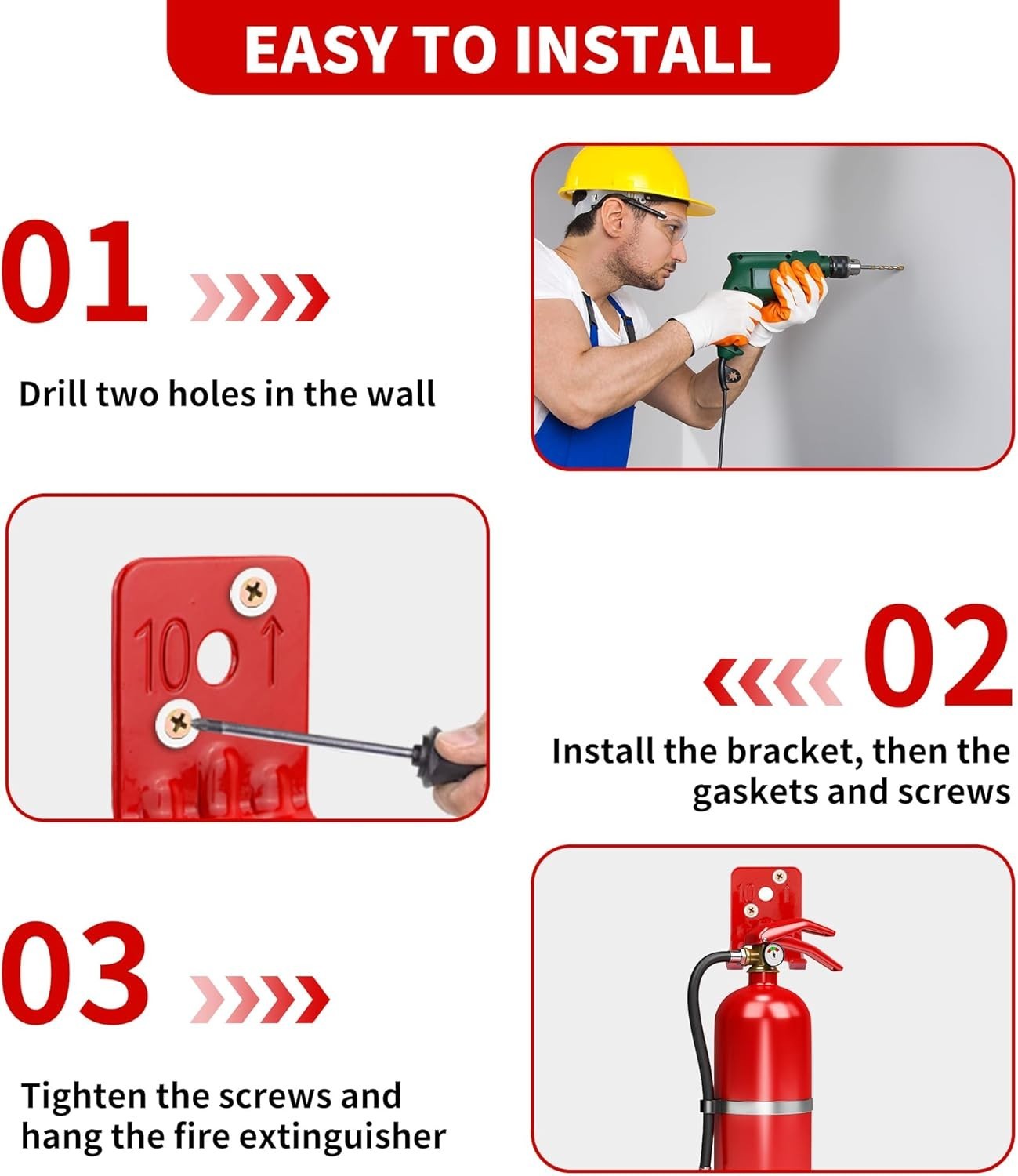 12 Pack Fire Extinguisher Bracket Universal Fire Extinguisher Wall Mounts Fir…