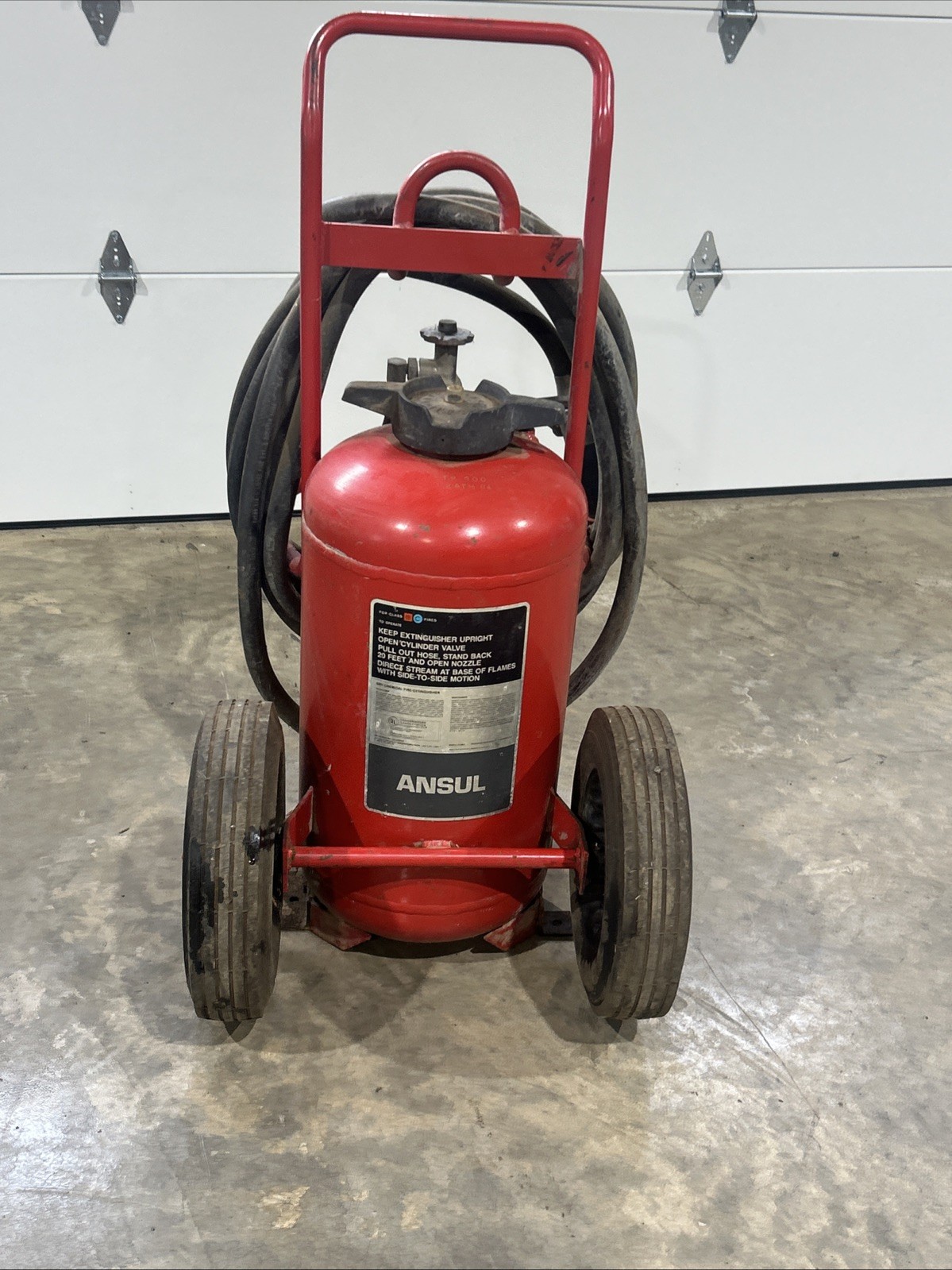 Ansul dry chemical fire extinguisher Model L-k-150D Class B,c Fires Wheeled Fire