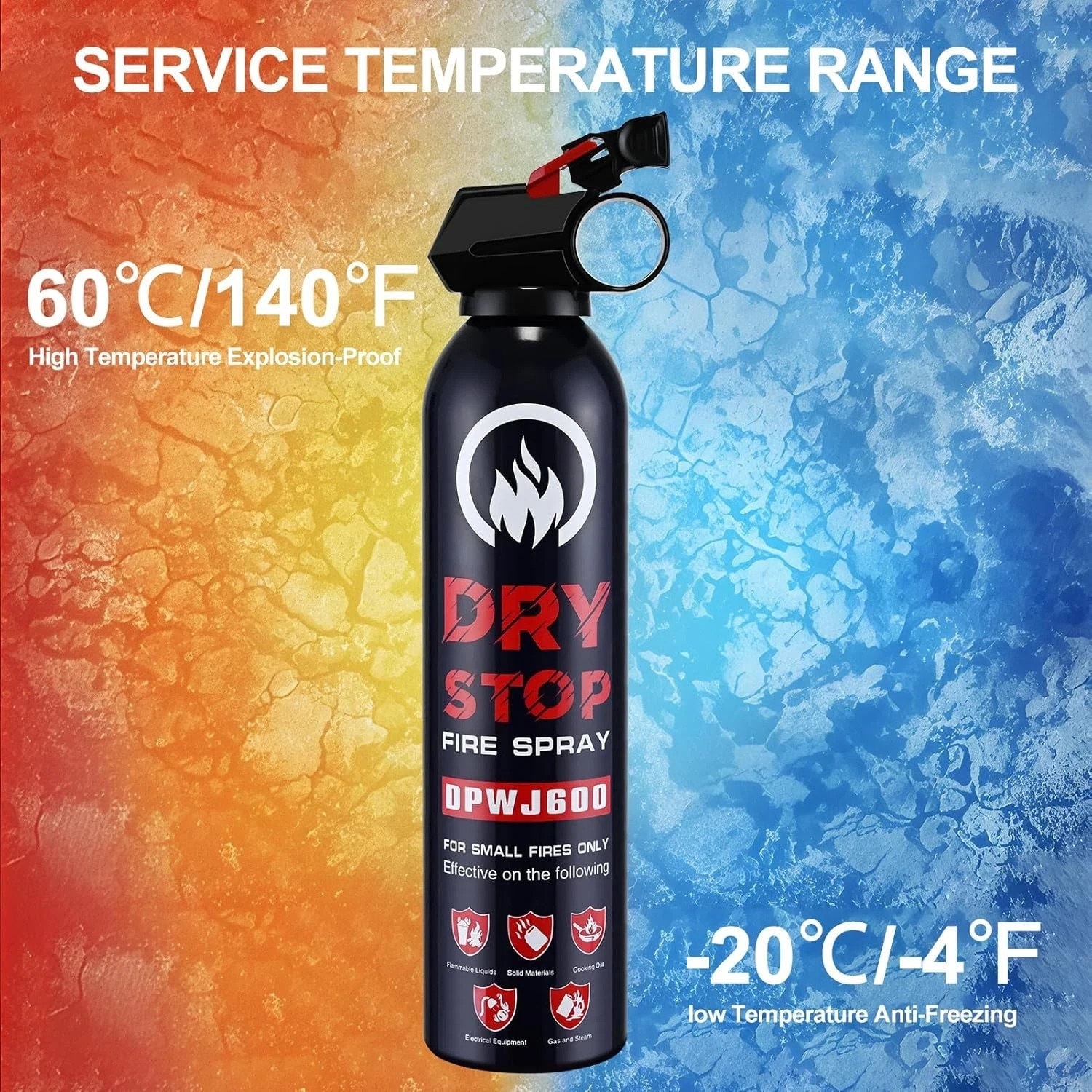 2Pack Dry Stop Fire Spray for Home – Auto Fire Extinguisher for Truck Vehicle, 6