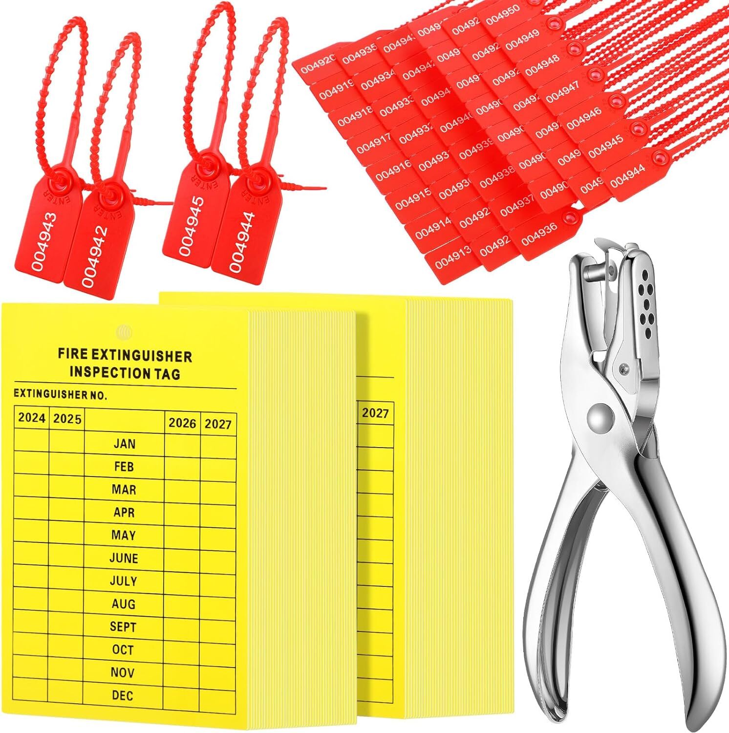 101 Pieces Monthly Fire Extinguisher Inspection Tags 2025 to 2028 Maintenance…