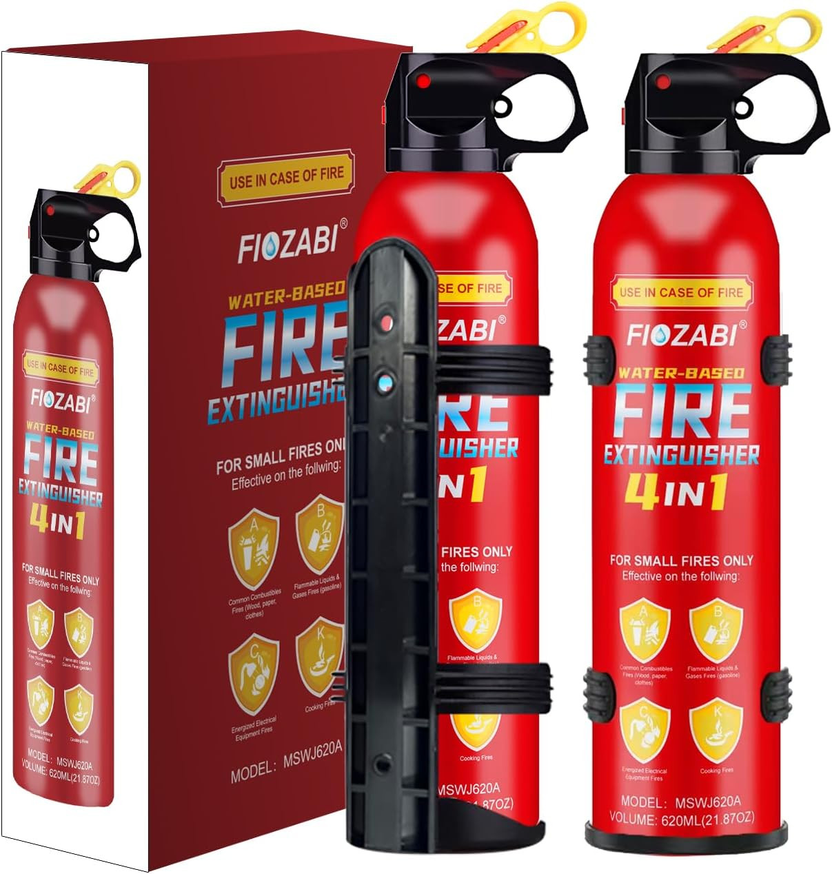 2 PACK Portable Fire Extinguisher Spray 4 In-1 with Bracket for the House/Car/Ki
