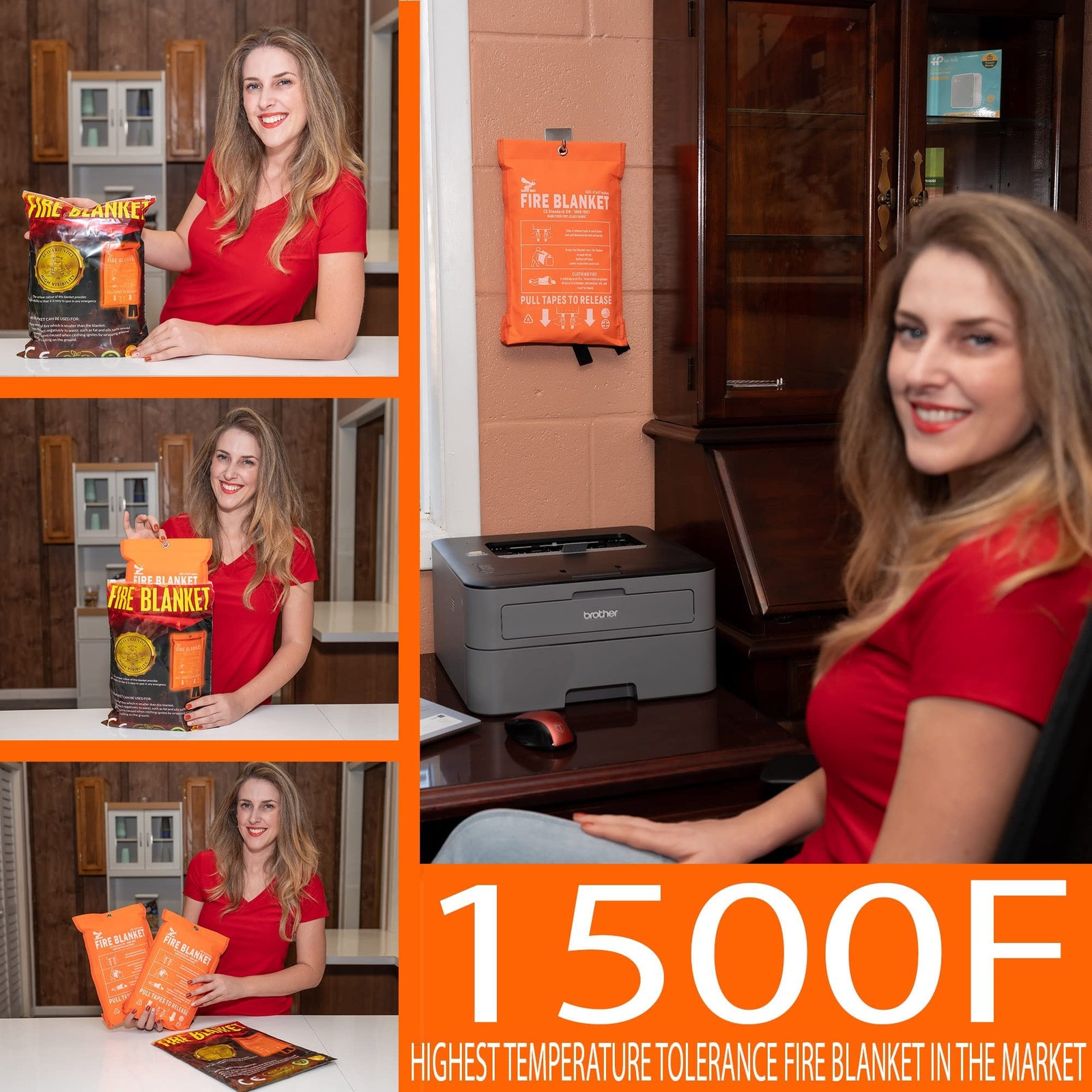Supa Ant Emergency Fire Blanket for Home and Kitchen – 2 Pack 1500F High Visi…