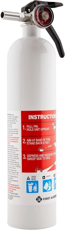 Marine1 Fire Extinguisher, UL Rated 1-A:10-B:C, White, FE1A10GR with Metal Brack