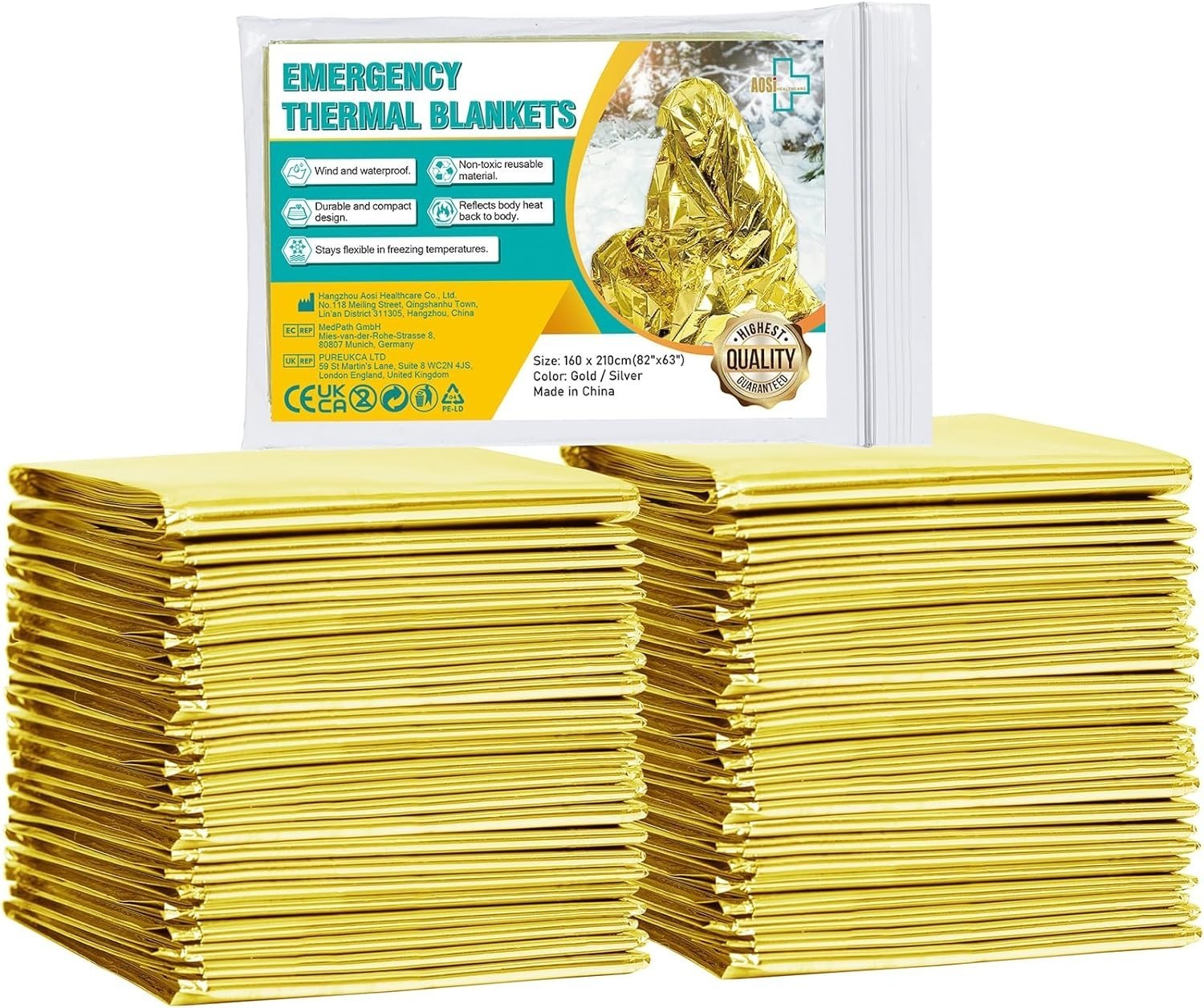Emergency Blanket 12-Pack Emergency Gold Foil Blanket– Perfect Outdoors Hiking