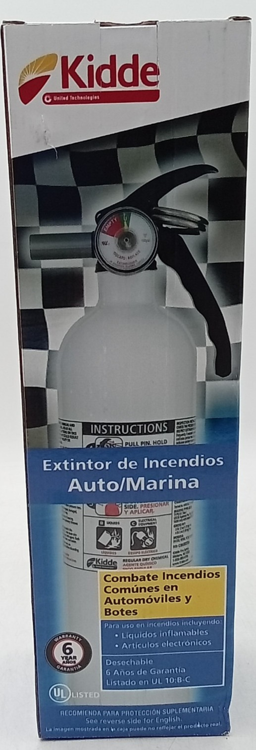 10-B:C Fire Extinguisher with Metal Valve White Marine Boat Auto Vehicle Safety