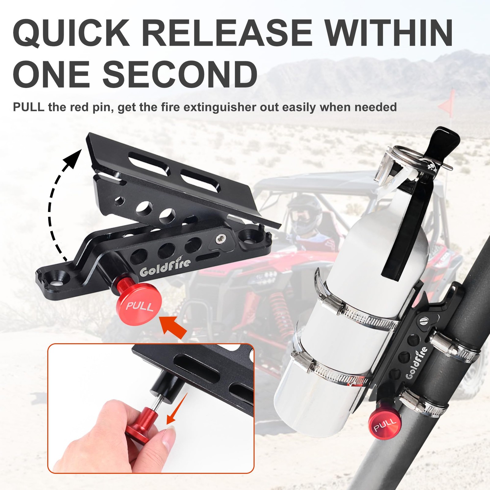 Quick Release Fire Extinguisher Mount Bracket Holder Aluminum Roll Bar Black