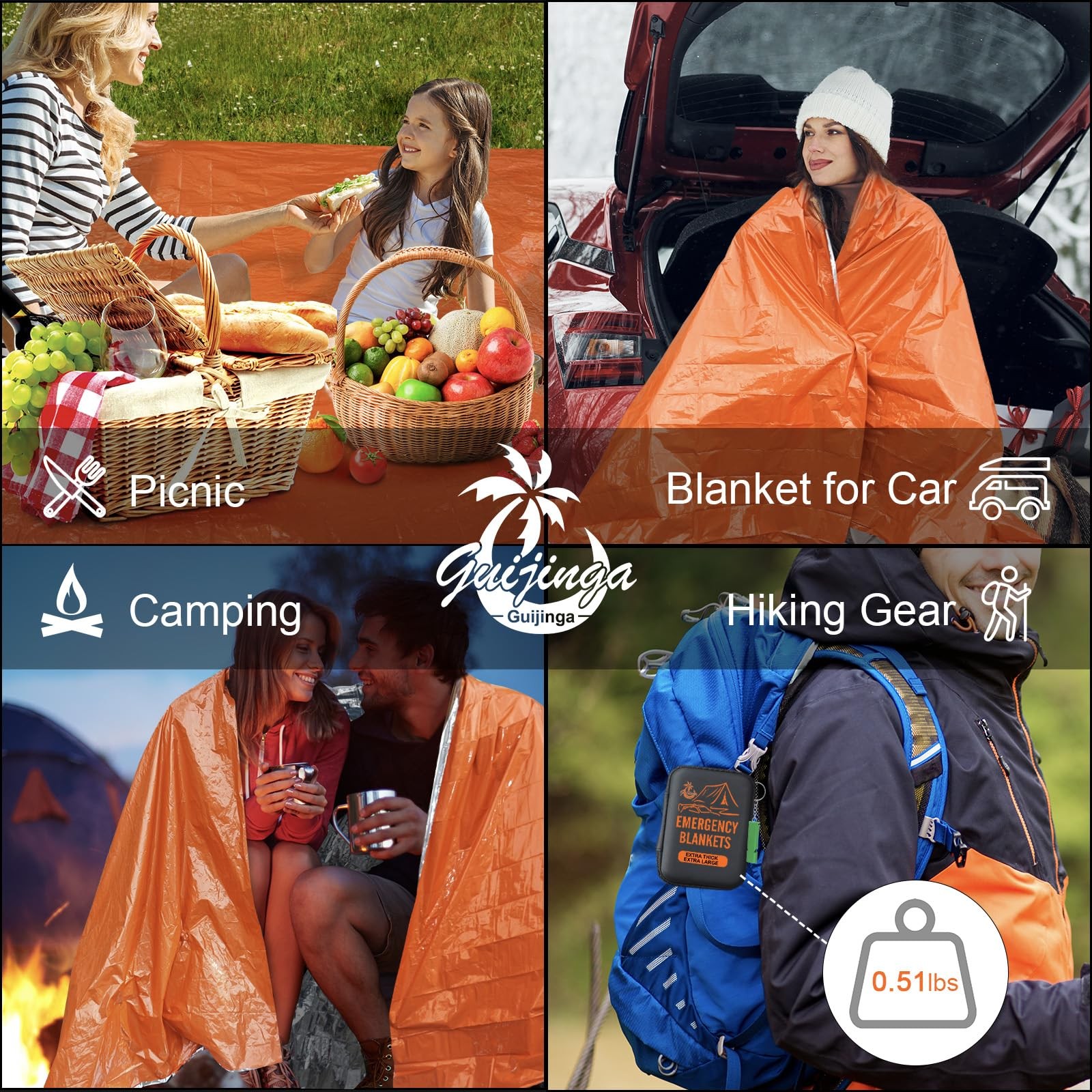 Guijinga Emergency Blankets for Survival, 2-Pack/4-Pack Space Blankets, Gigan…